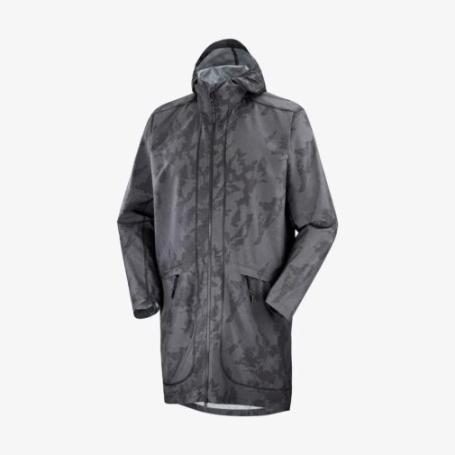 Black Salomon Outlife Long Packable Men's Windbreaker | PH 72953M